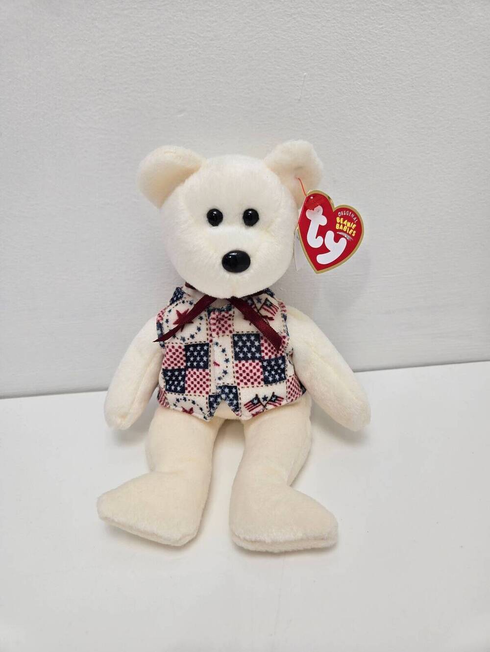 Ty Beanie Baby “Libert-e” the USA American Bear Vest - Internet Exclusive